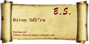Biros Sára névjegykártya